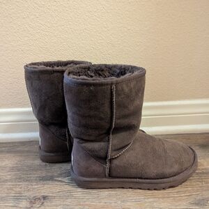 UGG Short Shearling Boots in Dark Brown